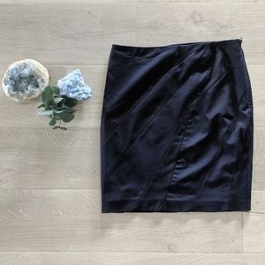 Michael Kors Navy Pencil Skirt Tulle Mesh Detail